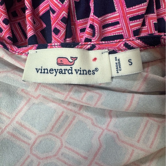 Vineyard Vines Long Sleeve Lattice Knit Print Wrap Dress in Deep Bay Sz S - Picture 9 of 11